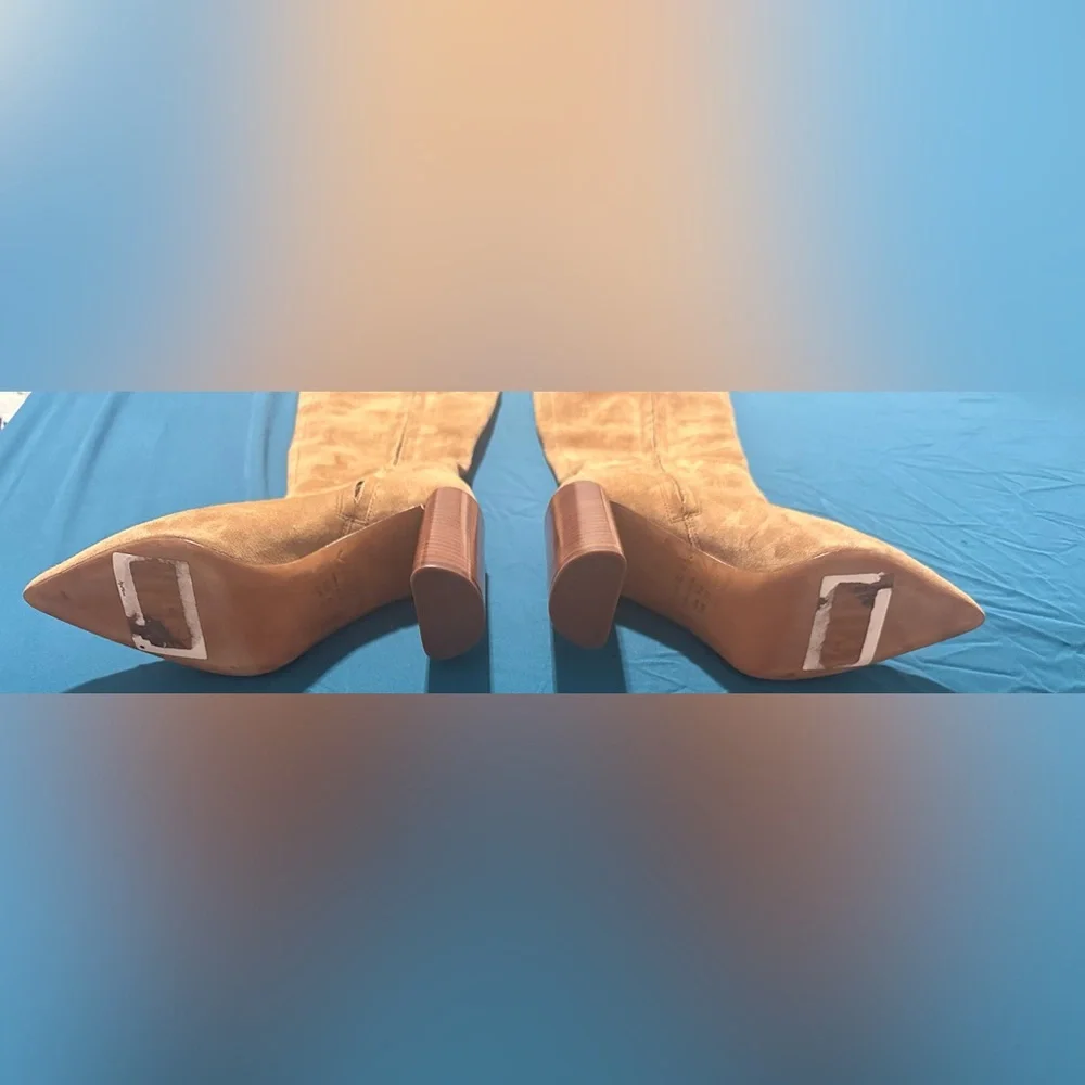 Vince Suede Mid-Calf Pointed Toe Block Heel Boots 7 EU37 Retail $598 - Picture 4 of 8